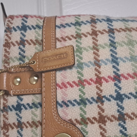 COACH WOOL/LEATHER PLAID SHOULDER BAG - Picture 5 of 17